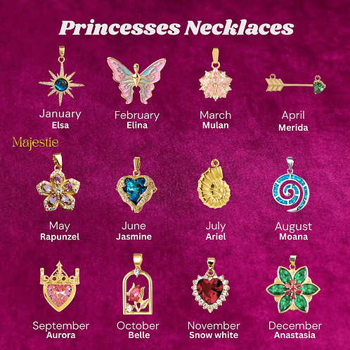 Princesses Birthmonth Necklaces
